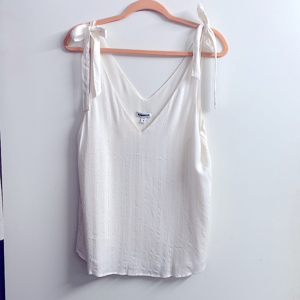 Express Metallic Tie Sleeve Cami Blouse NWT